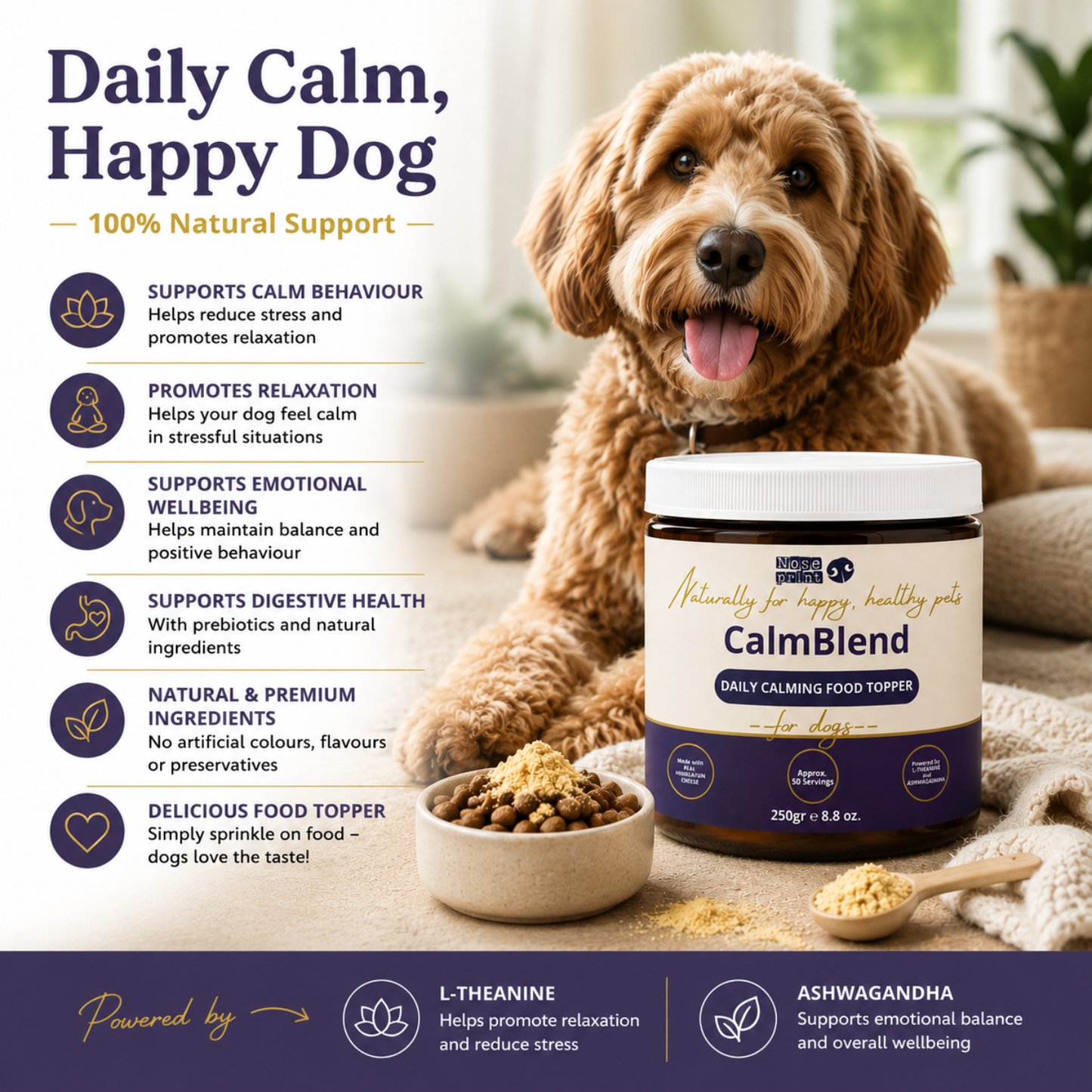 NOSEPRINT CalmBlend™ Daily Calming Food Topper for Dogs | 250g